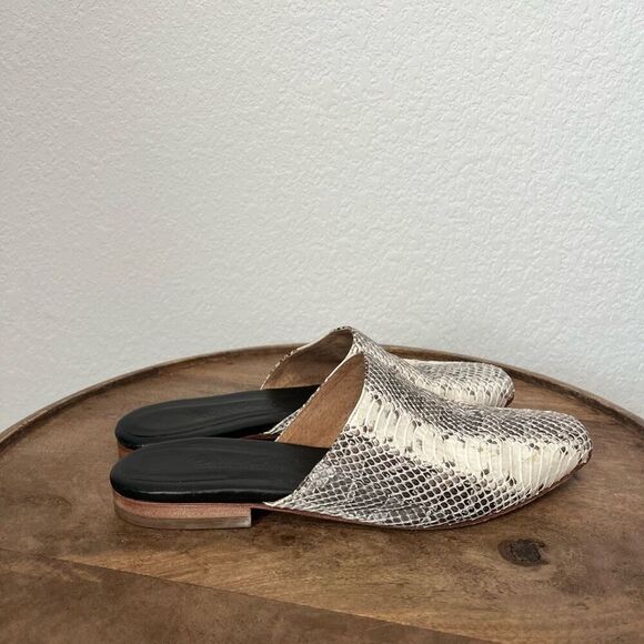 Eva Credo Snakeskin Slip On Mule Flats Leather Women’s 7 - Picture 3 of 8